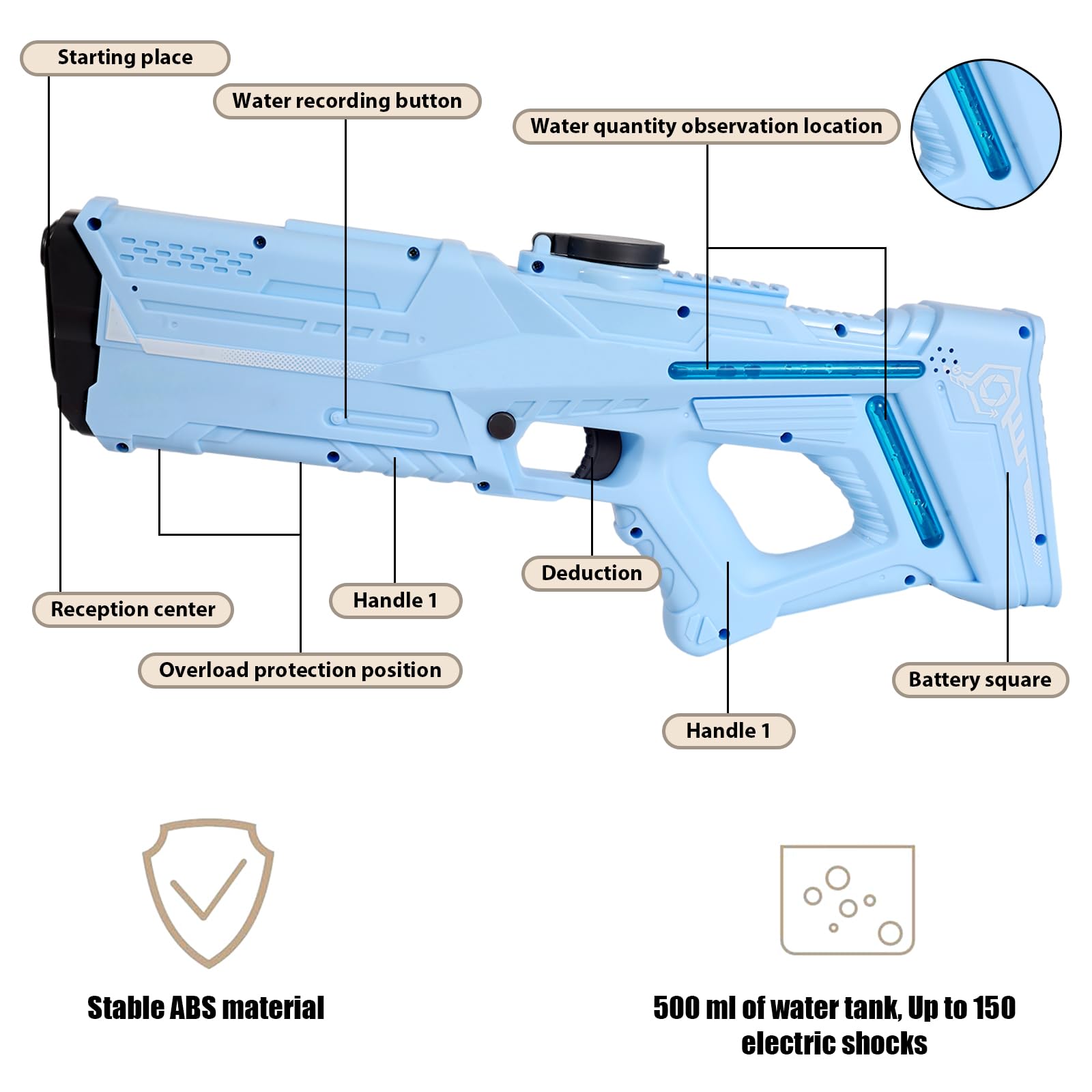 Pistolet à eau électrique haute pression, jouets pour enfants, jeux de combat de piscine extérieure d'été, jouets d'eau pour enfants, cadeau