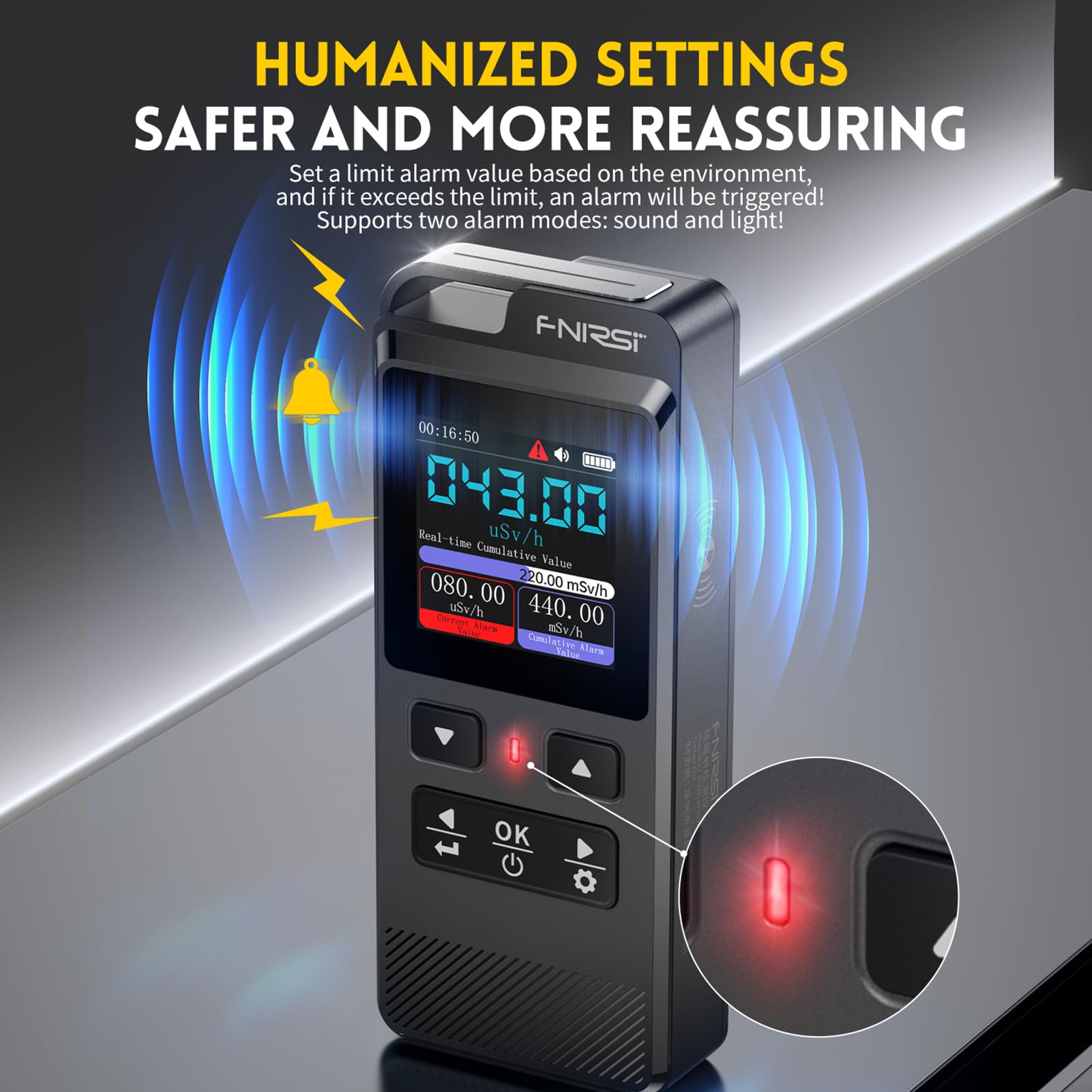 Contatore Geiger GC-02, Rilevatore di Radiazioni Geiger, Misuratore di Radioattività a Raggi X, con Display LCD e Manuale