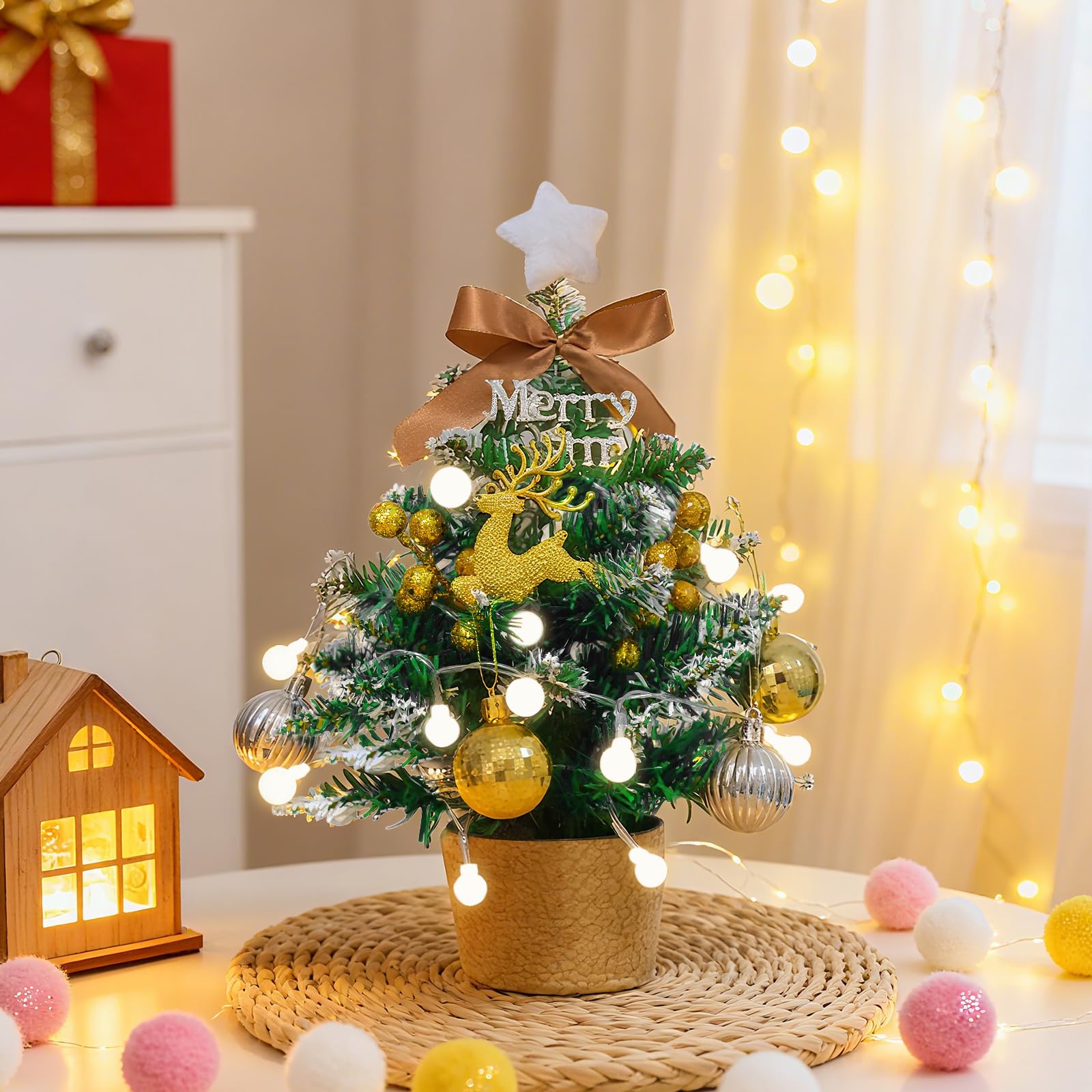 Amazon.co.jp: Dalugo クリスマスツリー 卓上 ミニツリー オーナメント
