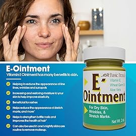 Basic Brands Vitamin E Ointment, 2 oz - Moisture Enhancing - Helps Reduce Appearance of Scars, Stretch Marks, Fine Lines & Wrinkles (Pack of 1)
