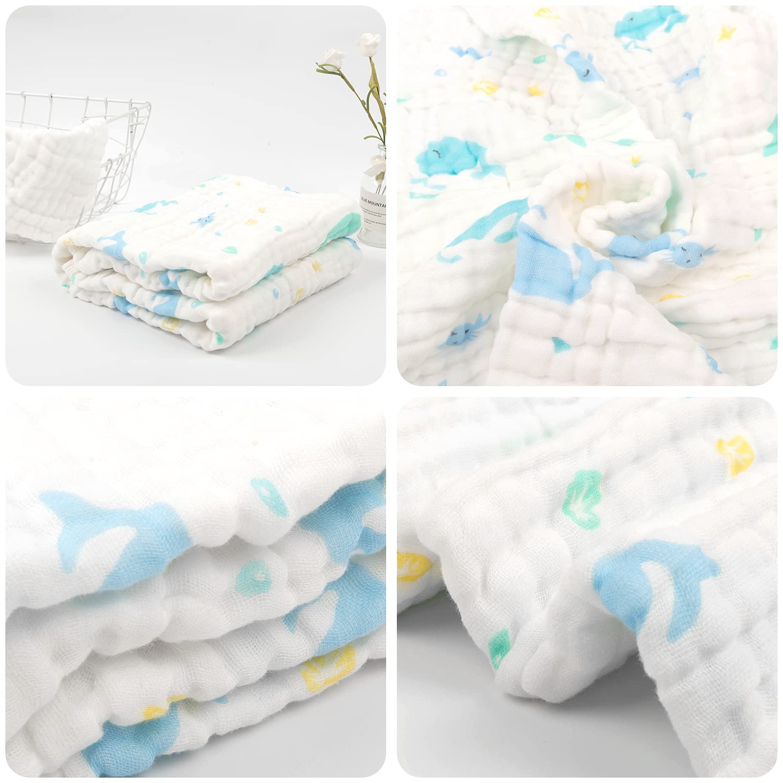 babygoal Ręcznik kąpielowy dla niemowląt, 2 sztuki, 100% bawełna muślinowa ręcznik z kapturem dla noworodka, malucha, niemowląt, chłonny i hipoalergiczny prezent dla niemowląt, chłopców i dziewcząt,