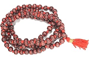IS4A 8mm Ruby Red (Rosewood) Wooden Prayer Beads Necklace, Meditation Mala Beads for Yoga