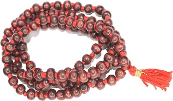 IS4A 8mm Red Rosewood Wood Japa Mala Beads Necklace Beads 108 + 1 Hand Knotted Meditation Prayer