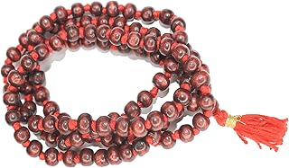 IS4A 8mm Red ( Rosewood ) Wood Japa Mala Beads Necklace Beads 108 + 1 Hand Knotted Meditation Prayer