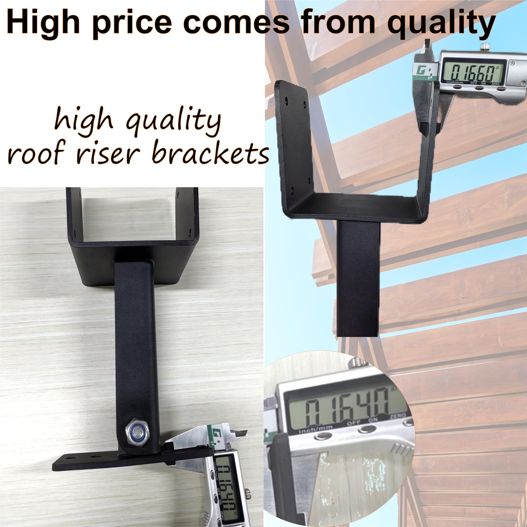 Sky Riser Boot Pergola Roof Brackets 3-Pack 304 Stainless Steel Roof Riser Brackets ...