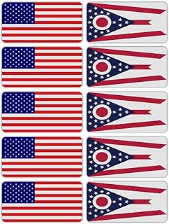 (x10) 3M Reflective Ohio and US Flag Stickers | Versatile Safety Decals | Hard hats, laptops, bikes, toolboxes