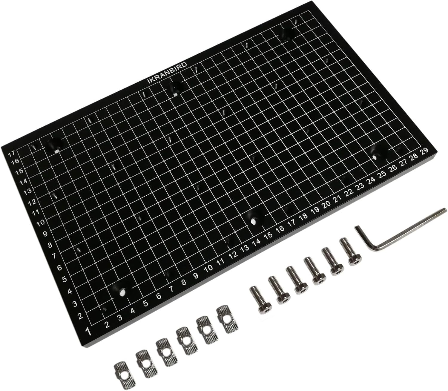 CNC Aluminum Alloy Grid Spoilboard for 3018 CNC Router Machine, Size 30 x 18 x 1.2CM, 24 Screw Holes (M6 × 1)