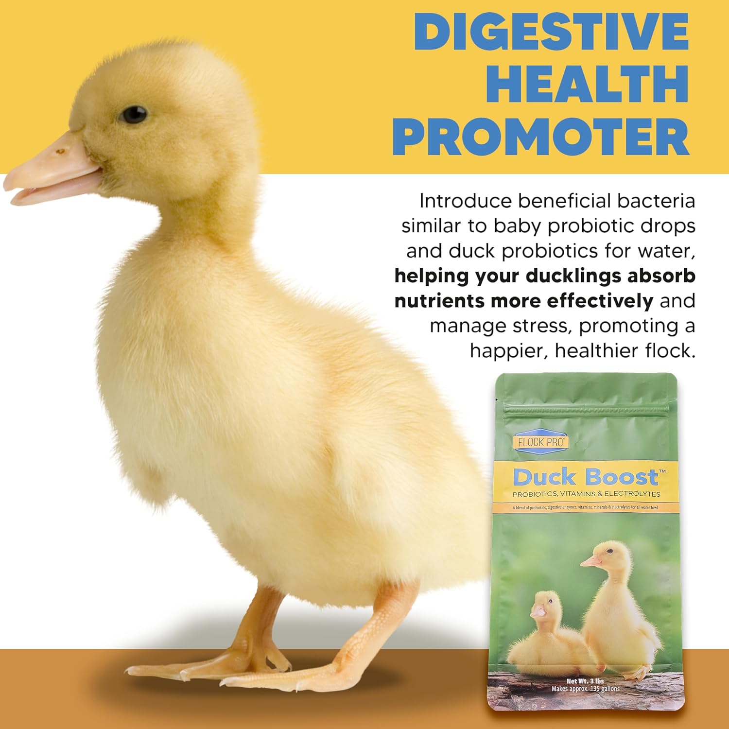 Duck Boost Probiotic - Probiotics, Vitamins, Minerals and Electrolytes for Chickens | Duck Vitamins and Supplements for All Poultry - 3lb