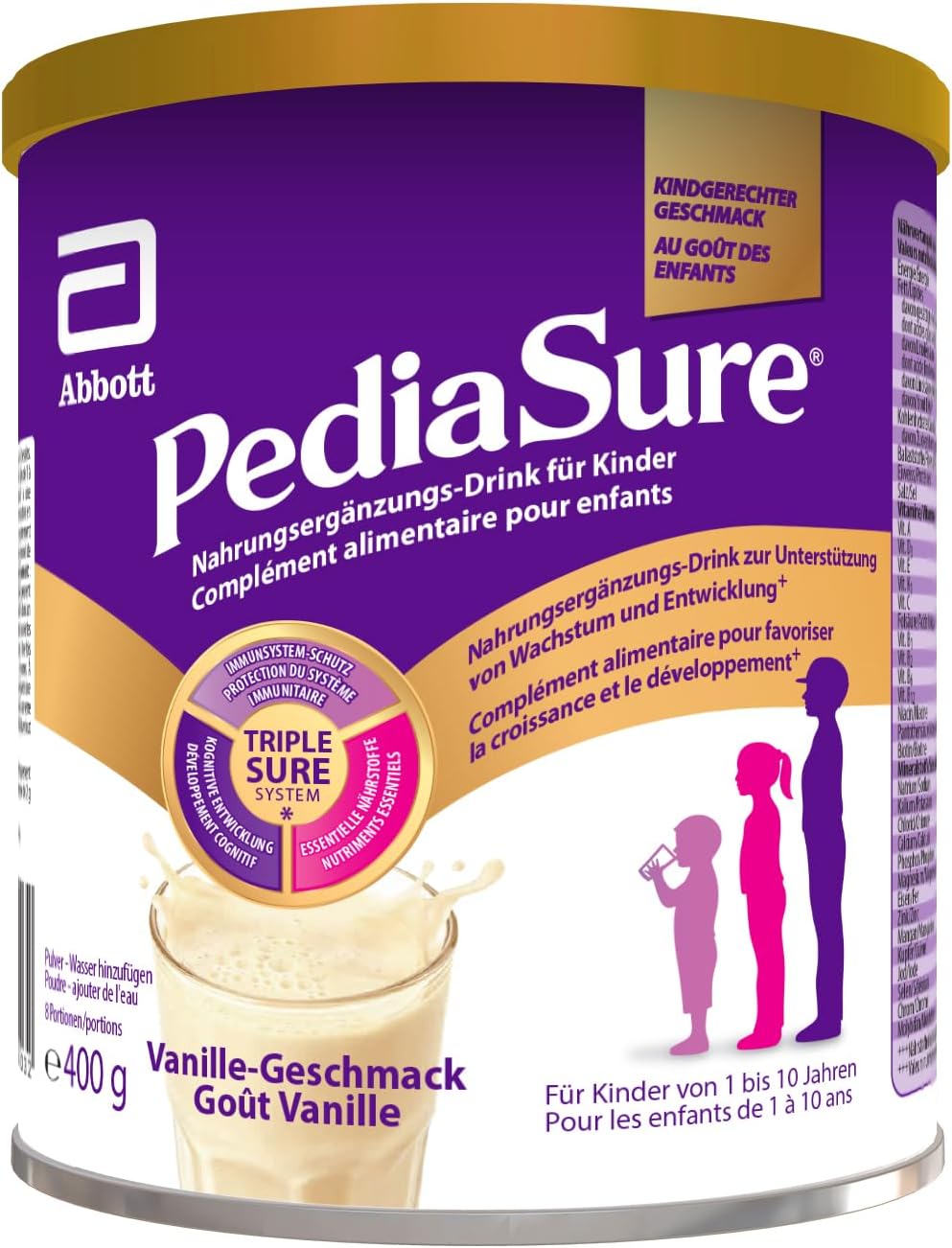 PediaSure Vanilla Shake – Food Supplement for Children – Shake with Multivitamins and Minerals, Proteins and Omega 3 and 6 – Ages 1 Year + – 1 x 400 g