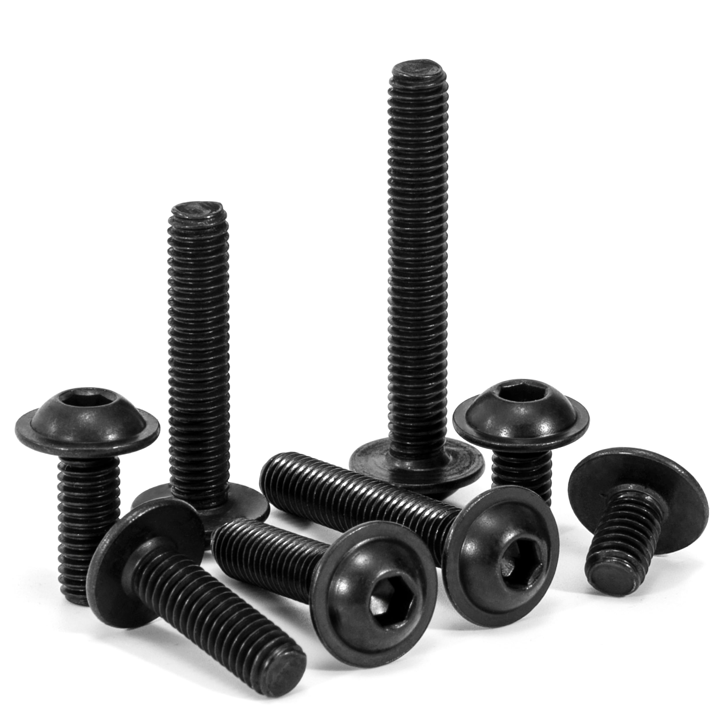 Tunejoy 20 Pezzi Viti a Testa Bombata con Flangia M6 x 30 mm Nero Vite a Testa Esagonale Bulloni in Acciaio Inox A2 V2A Viti a Brugola con Chiavi a Esagono Filettatura Completa