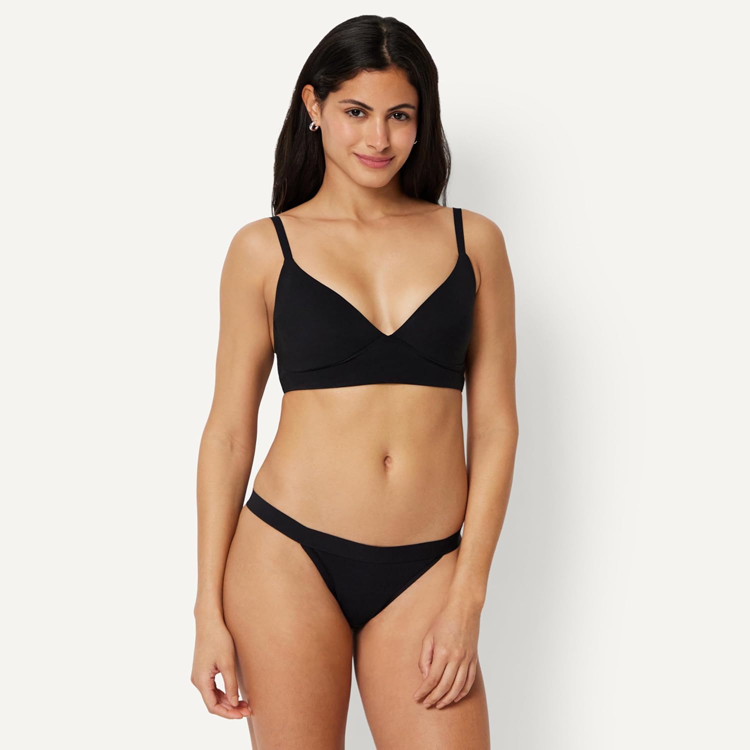 Amazon Essentials Women's Peached Microfiber Lined V-Neck Bralette
