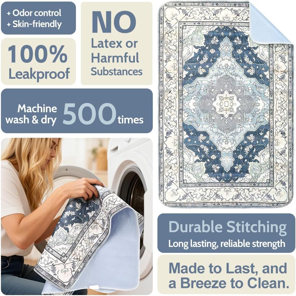 washable pee pads for dogs 2 pack reusable puppy training pads 36"x36" super absorbent waterproof dog training pads, non-slip potty pads whelping pads litter mat pet supplies - navy/mix navy/mix 36"x36" (pack of 2)