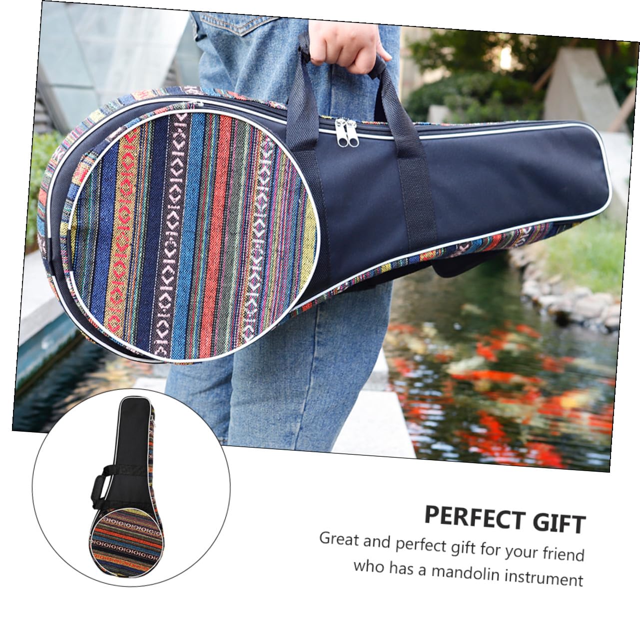 Mipcase Zaino Musicale Stile Nazionale Per Mandolino, Custodia Imbottita Manico Comodo e Spallacci, Borsa Portaoggetti Resistente Per Trasporto e Protezione Strumenti