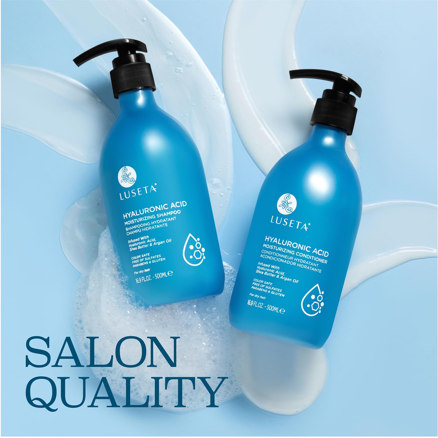 Luseta Hyaluronic Acid Moisturizing Shampoo & Conditioner Set for Dry and Damaged Hair, Sulfate Free Shampoo and Conditioner for Women Infused with Argan Oil and Shea Butter Paraben-Free2 x 16.9oz - Image 7