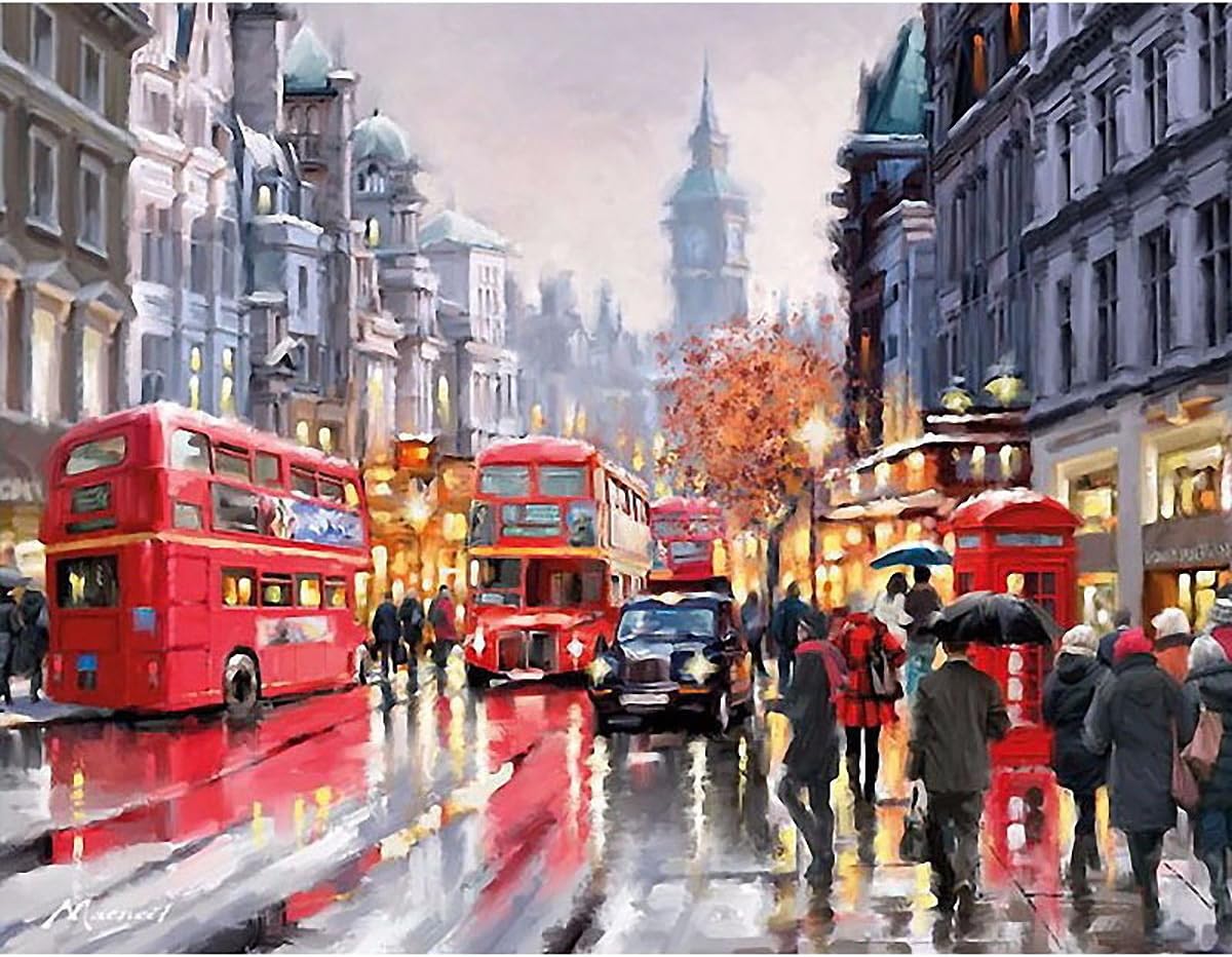 DIY Oil Painting, Paint with Number Kit for Home Wall Decor Art Gift, London Street