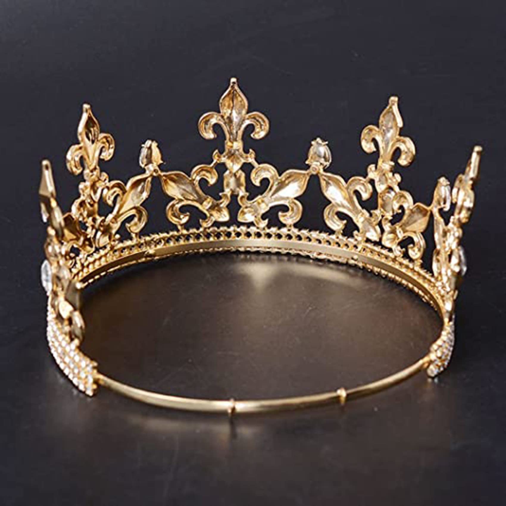 PRATYAHARA Goldene KöNigskrone für MäNner, Verstellbar, Kaiserliche, Mittelalterliche Geburtstagskrone, AbschlussballköNige