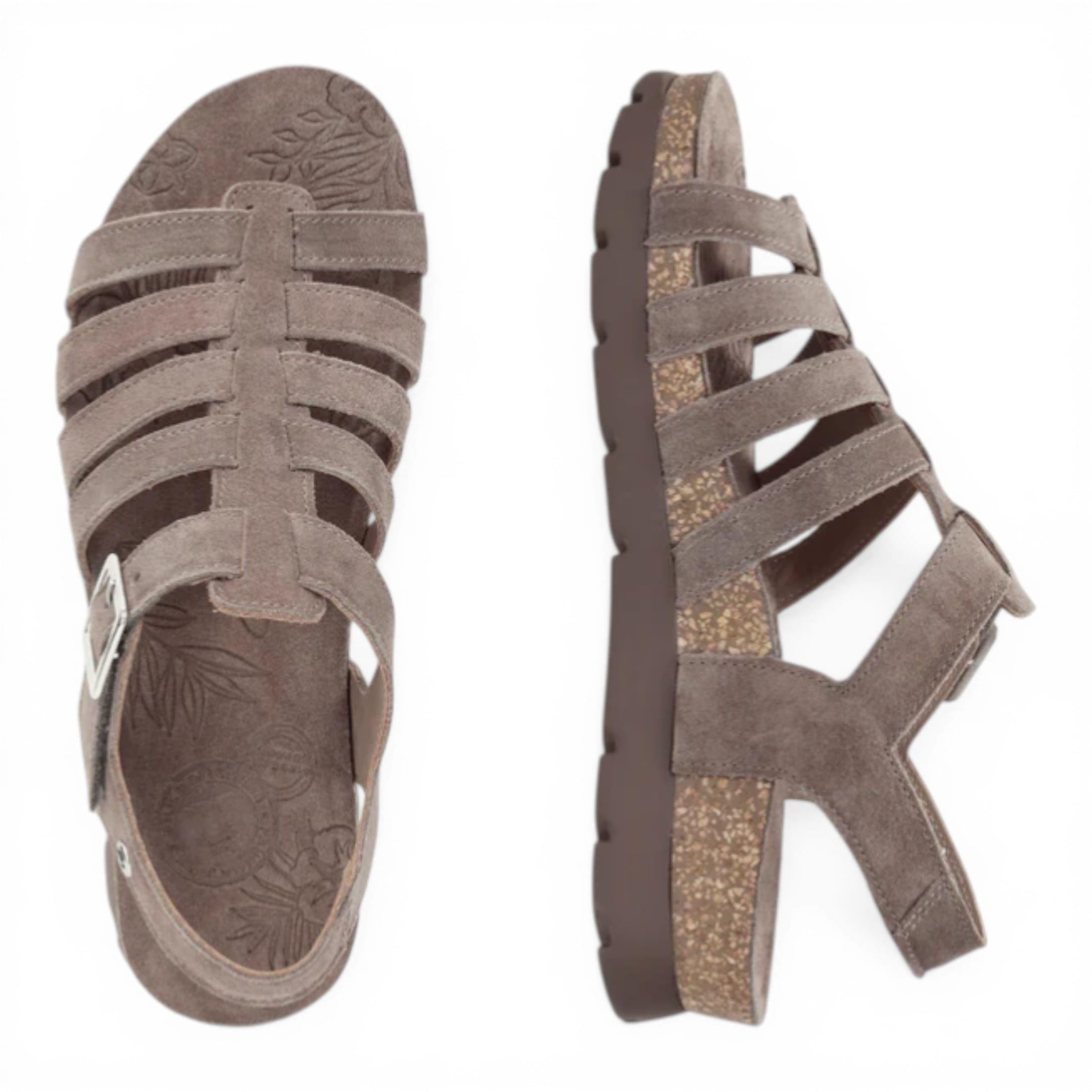 Panama Jack Sandalias de Cuña Sasha B6 Para Mujer, de Ante Gris Piedra, Estilo Alpargata de Verano.