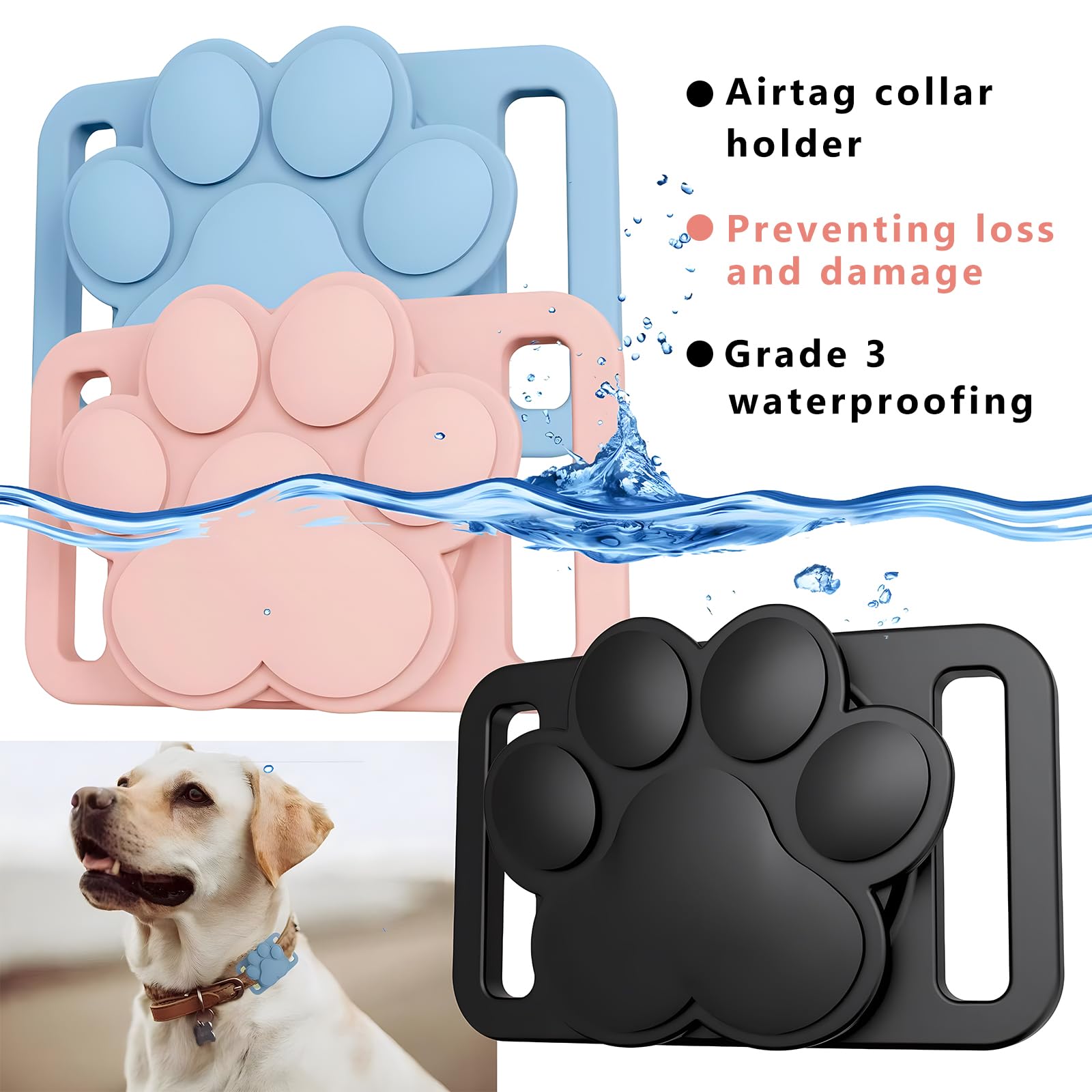 FancyMouse Holder for Cat Collar, Cat Collar, Protective Holder - Track Your Pet Using Technology (Blue)