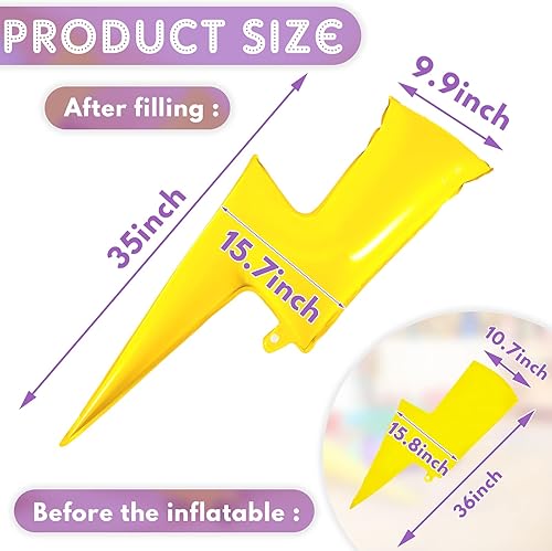 Miniatura 2 de 8 globos de 36 pulgadas con forma de rayo amarillo, globos grandes de papel de aluminio para cumpleaños, bodas, decoraciones de baby shower