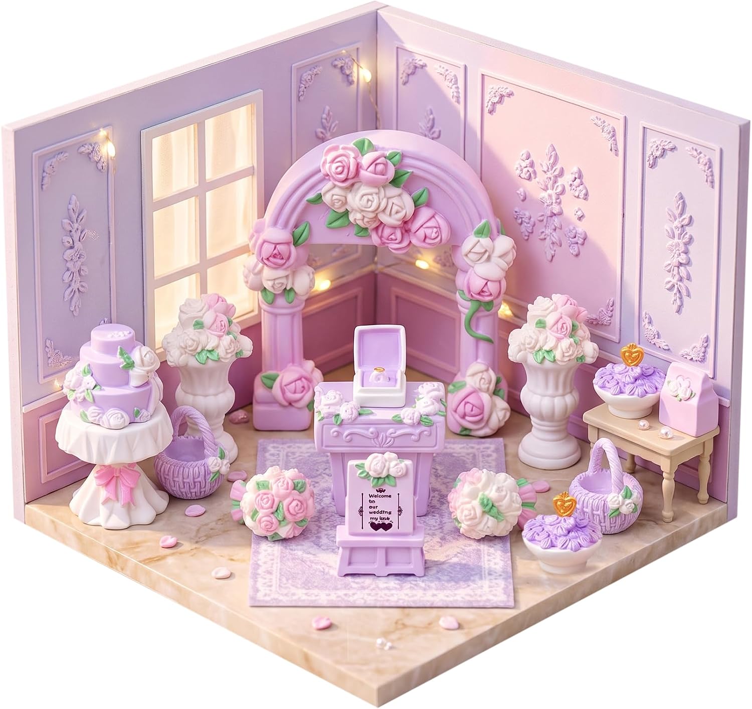 15 Pieces of Mini Dollhouse Accessories, Toy House Furniture, Mini Wedding Toy House Set