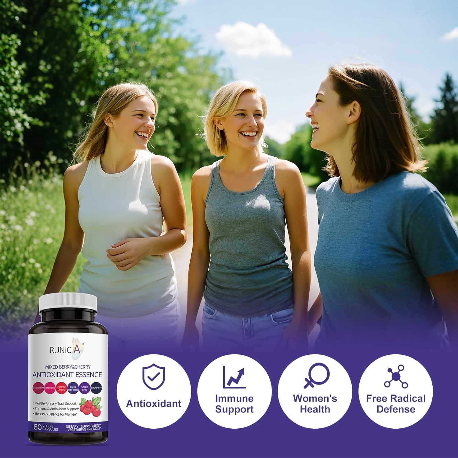 6X 6-in-1 Mixed Berry & Cherry Antioxidant Supplement - 6-Berry Superfood Blend for Radiant Skin Glow & Immune Support - 60 Vegan Capsules, 30-Day Starter Pack - Image 7