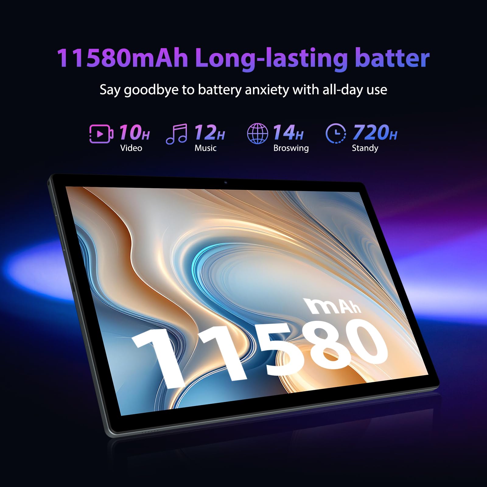 LEVIRTU Android 15 Tablet 14 Pollici 2K FHD, 36GB+512GB/TF 2TB, Octa-Core, 11580mAh, 4-Speaker, 13MP Fotocamera, Grande Tablet con Dual SIM 4G LTE/5G WiFi/GPS/Custodia/Stylu/Auricolare, Grigio