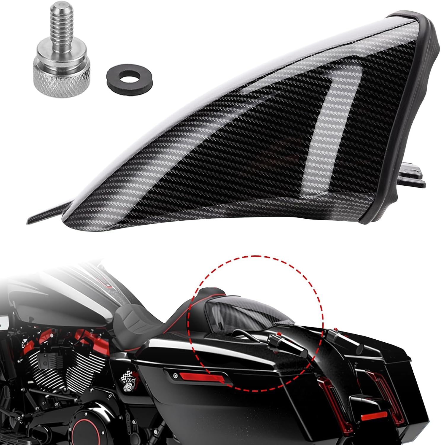 Rear Seat Cowls Cover for Harley Touring CVO Road Glide ST FLTRXSTSE/CVO Street Glide FLHXSE 2024 2025, Passenger Pillion Solo Seat Cowl ABS Plastic (Carbon Fiber Pattern)