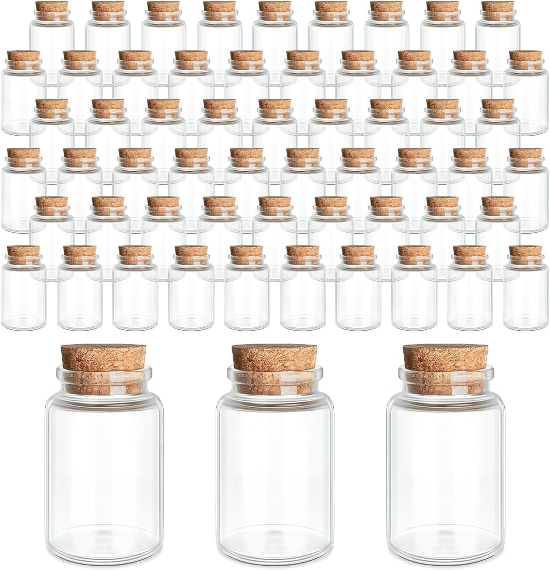 60-Pack 0.68 oz (20 ml) Glass Bottles with Cork Stoppers – for Spell Bottles, Spice Jars, DIY Party Favors, Travel Memories & Plant Propagation – Empty Recyclable Containers for Crafts, Kitchen,Décor