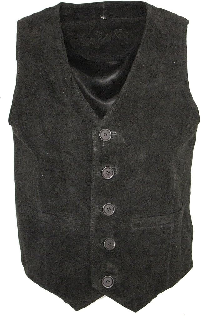 Infinity Men’s Goat Suede Classic Smart Black Leather Waistcoat
