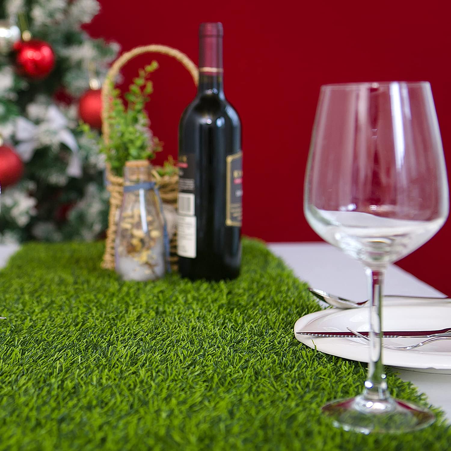Artificial Grass 14 x 108 inch Table Runner, Perfect for Spring, Fall Holidays, Parties, Catered Presentations, Baby Showers, Birthdays, Candy Buffets, Restaurant Decoration, Dessert Tables, Wedding