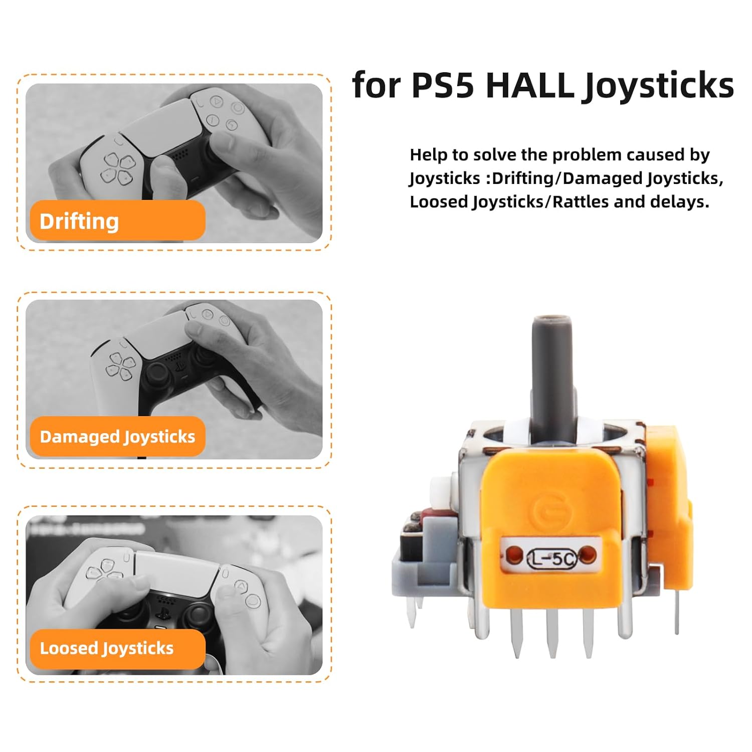 HGamyox 8Pcs Hall Effect Joysticks Replacement for DualSense PS5 Controller, 3D Analog Sticks Sensor Module for Playstation 5 Repair Parts Accessories - Image 2