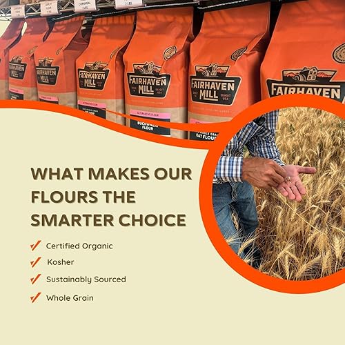 Miniatura 2 de Fairhaven Mill Harina de trigo sarraceno integral 100% orgánica, 5 libras, superalimento de grano antiguo con más proteínas, fibra, vitaminas B y
