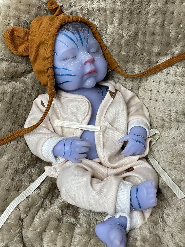 13 Inch Lifelike Avatar Silicone Baby Dolls Can Glow in The Dark Realistic Full Silicone Reborn Baby Doll Blue Boby Doll