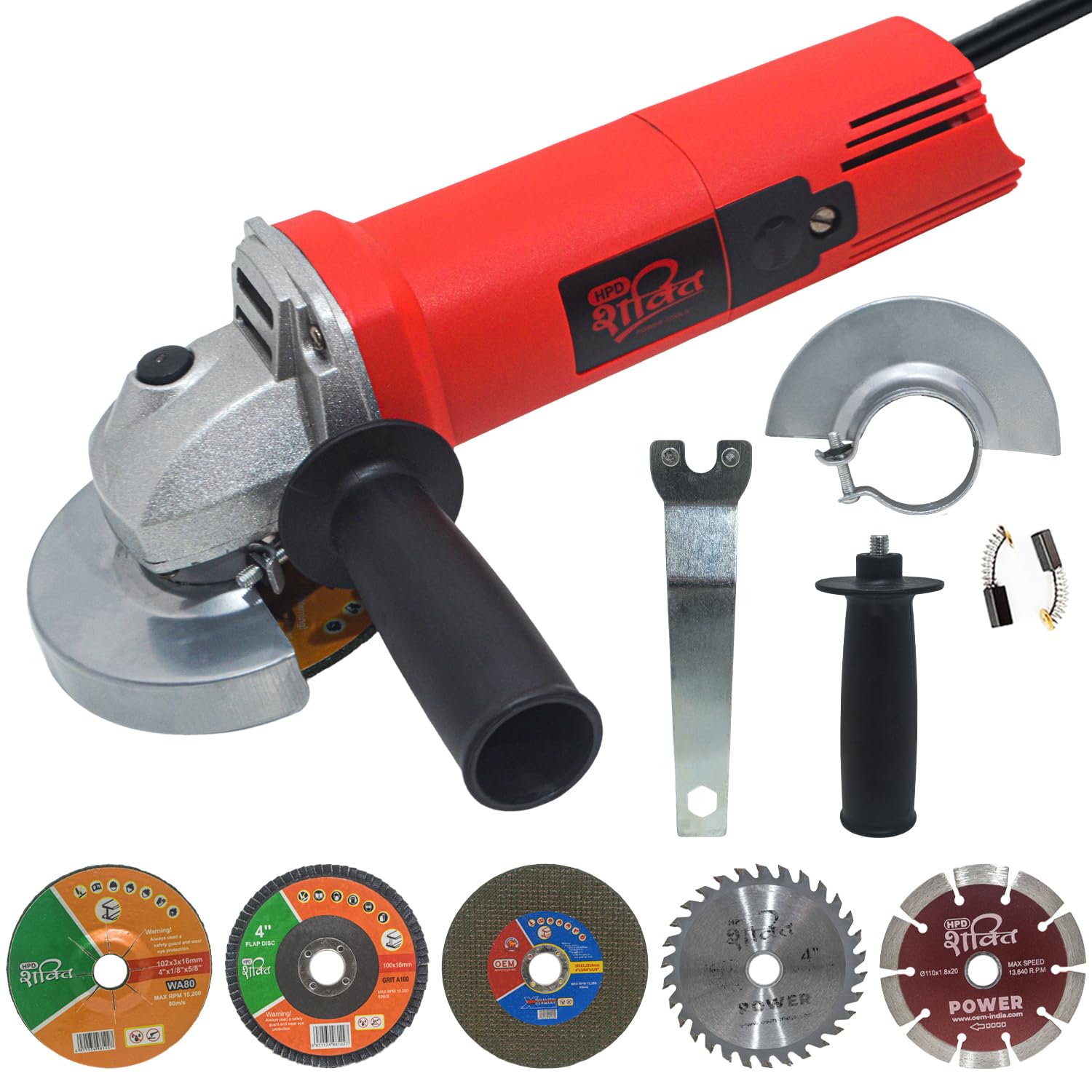 HPD Shakti Angle Grinder With Metal Cutting Wheel, Grinding, Flap disc, Marble blade and TCT, Heavy 850 Watt Copper Motor 4 Inch / 100MM | Hand Cutter RED 801 Model Combo Set (B09W9L2XT8) Amazon Price History, Amazon Price Tracker
