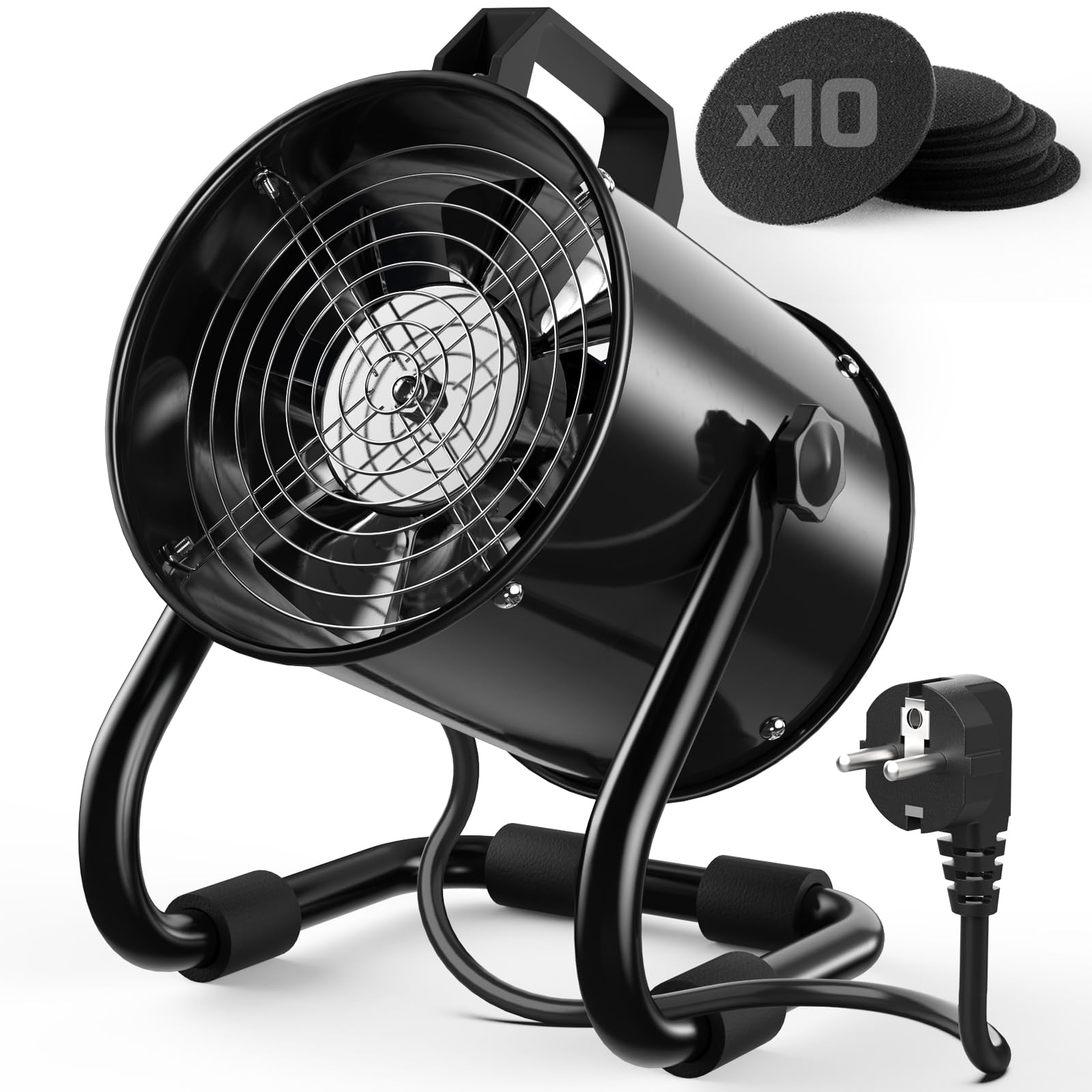 Cappa Cucina Portatile 40W 600m³/h Ventilatore Scarico Estrattore In Lega Alluminio - con 10 Filtri Carboni Attivi/120°Regolabile/Dasso rumore - per Ventilazione Circolazione Aria in Interni, RV