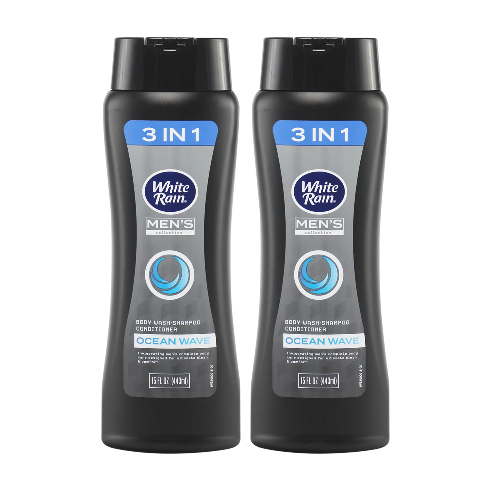 White Rain Mens 3 in 1 Body Wash Shampoo Conditioner, 15 fl oz, Pack of 2