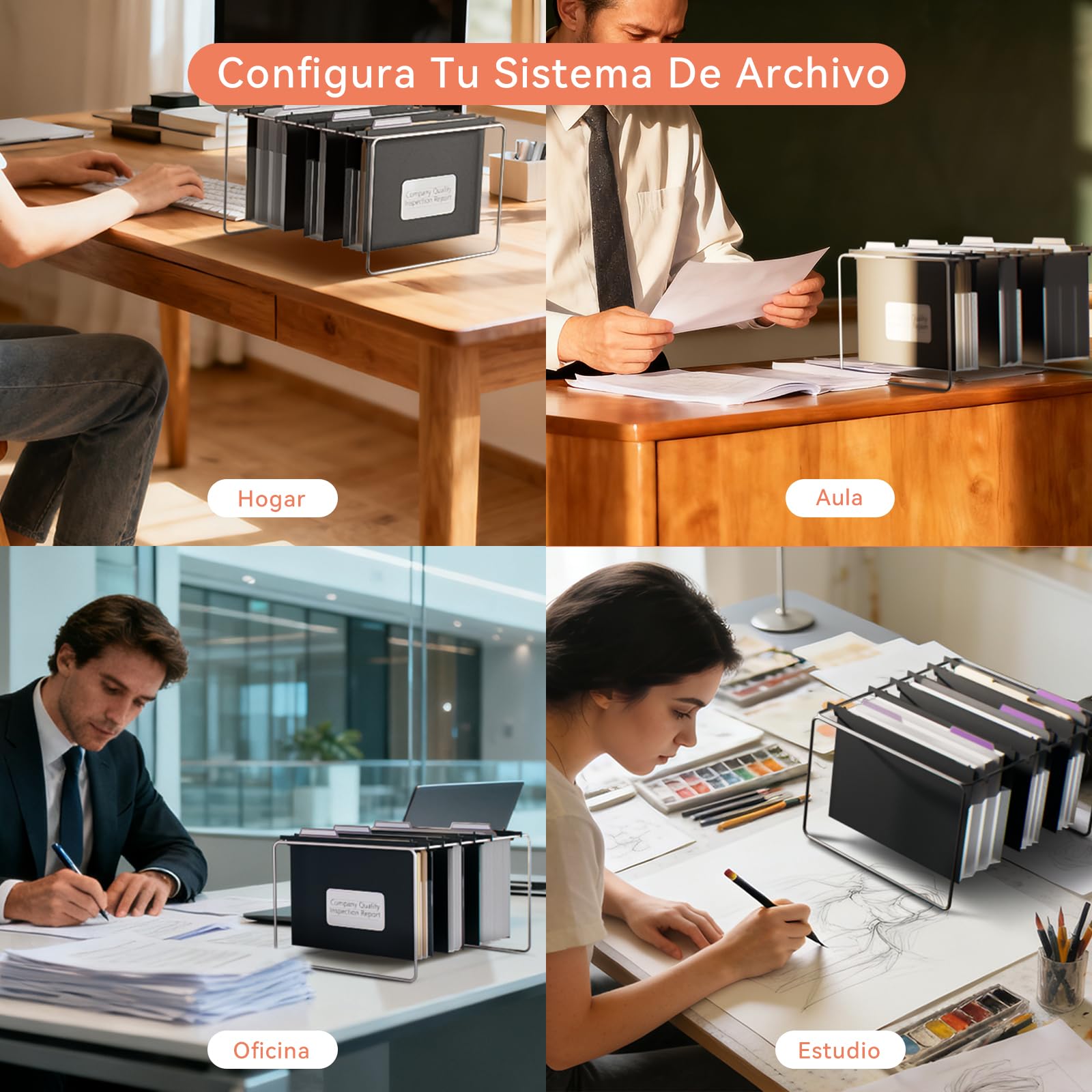 ThinkTex Archivador de Archivos Colgantes, Organizador de Archivos Colgantes A4 con Pestañas y Insertos, Carpetas de Archivos Colgantes para Hogar, Oficina, Escuela, Almacenamiento de Trabajo (Paquete