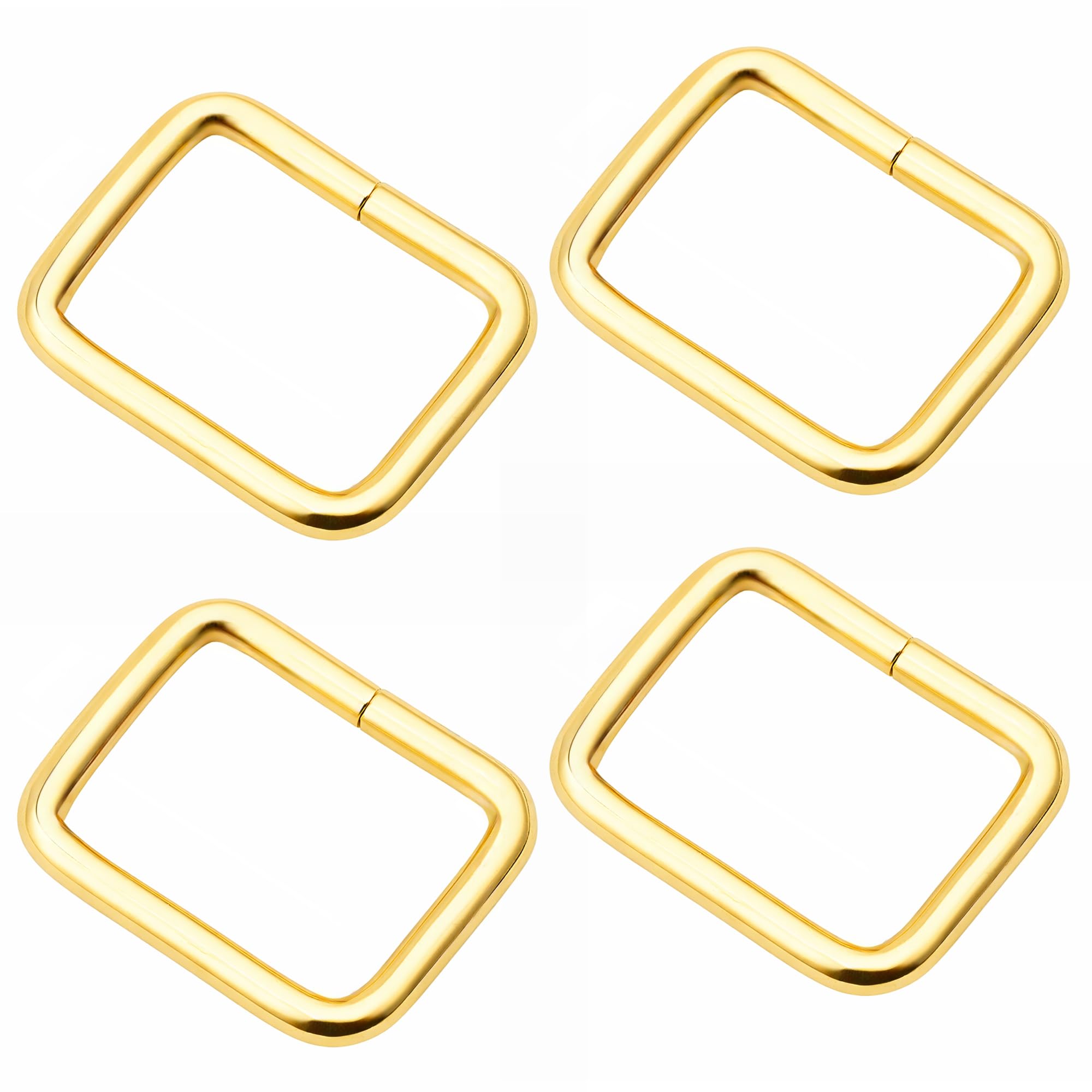 CRAFTMEMORE Anillo de hebilla rectangular de metal para correa de 5/8 pulgadas, 3/4 y 1 pulgada, cordón rectangular resistente para hacer bolsos, cinturones y monederos