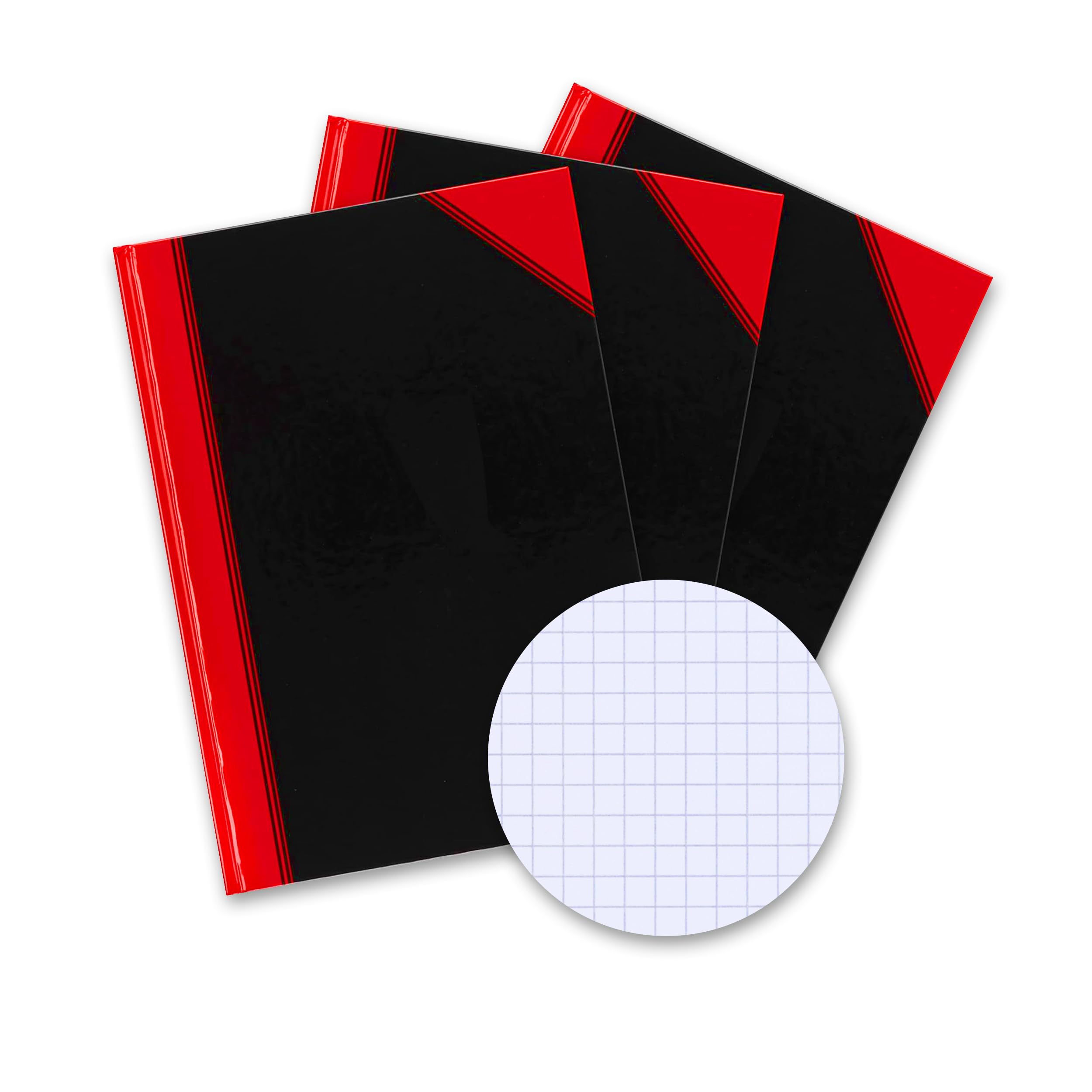 Bantex Notizbuch A4 kariert, Hardcover, 192 Seiten, schwarz, 3er-Pack