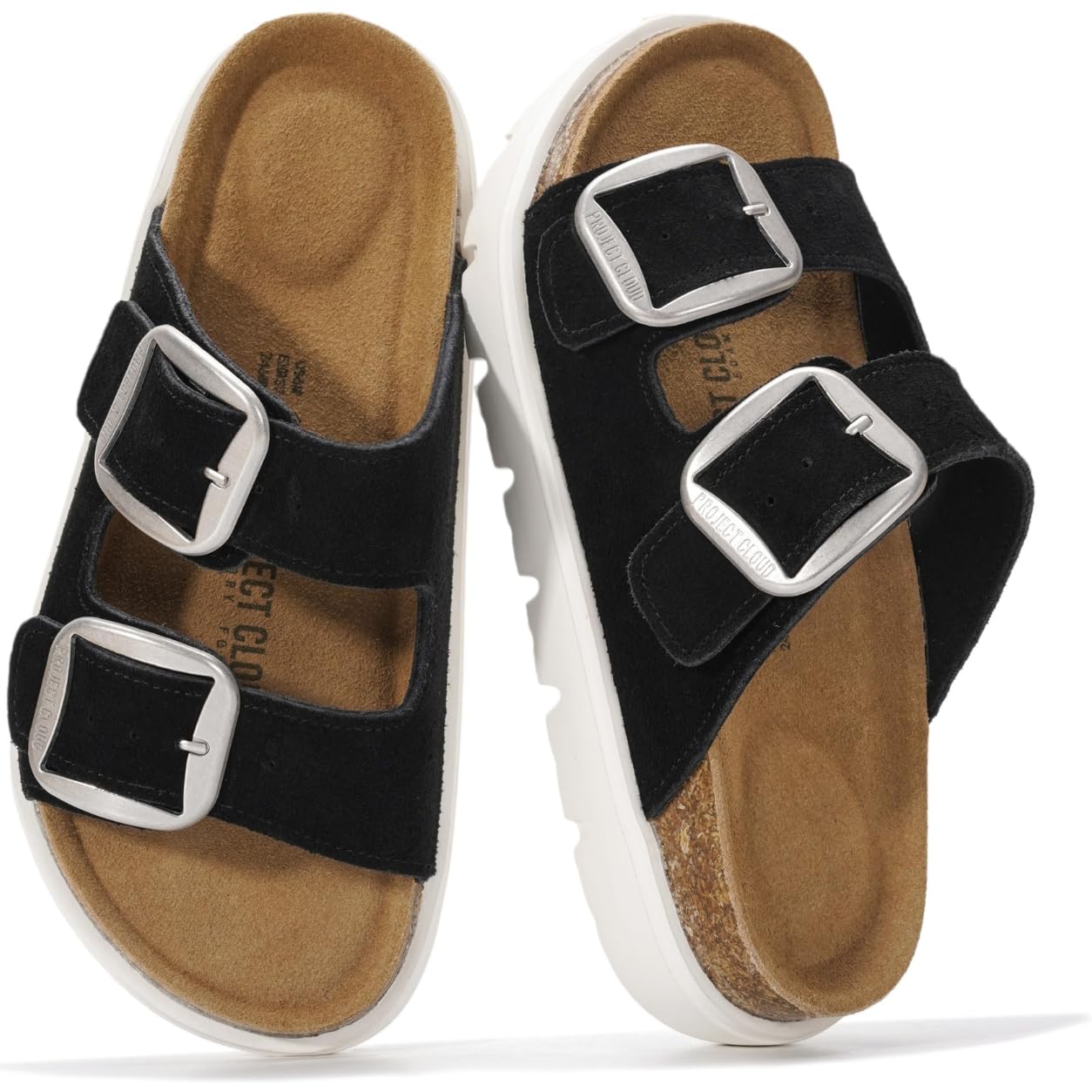 Project Cloud 100% Genuine Leather Platform Sandals Women (Greecechunky) | Wedge Chunky Sandals for Women Memory Foam Insole Cork Footbed Women Sandals Lightweight Non Slip Comfortable Casual Footwear