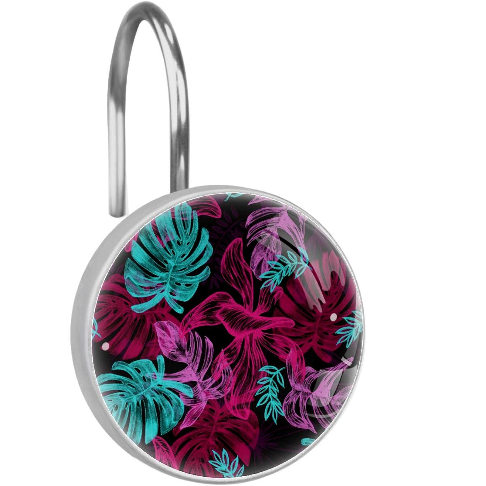 Crochets de rideau de douche en acier inoxydable haut de gamme au design exotique rose et bleu