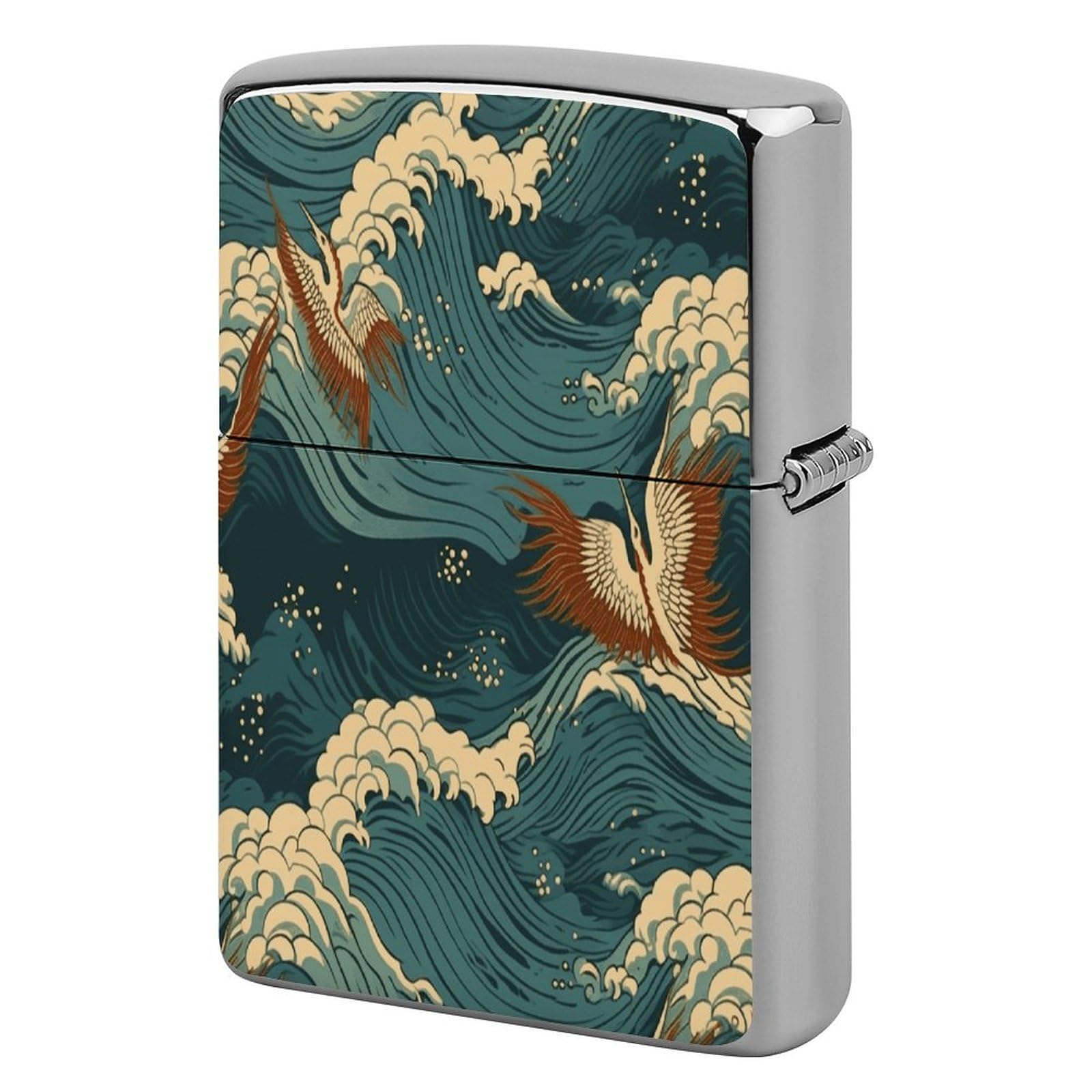 Fekiloot Style Japan Wave Wallpapers Lighter Case Cover Metal Lighter Case