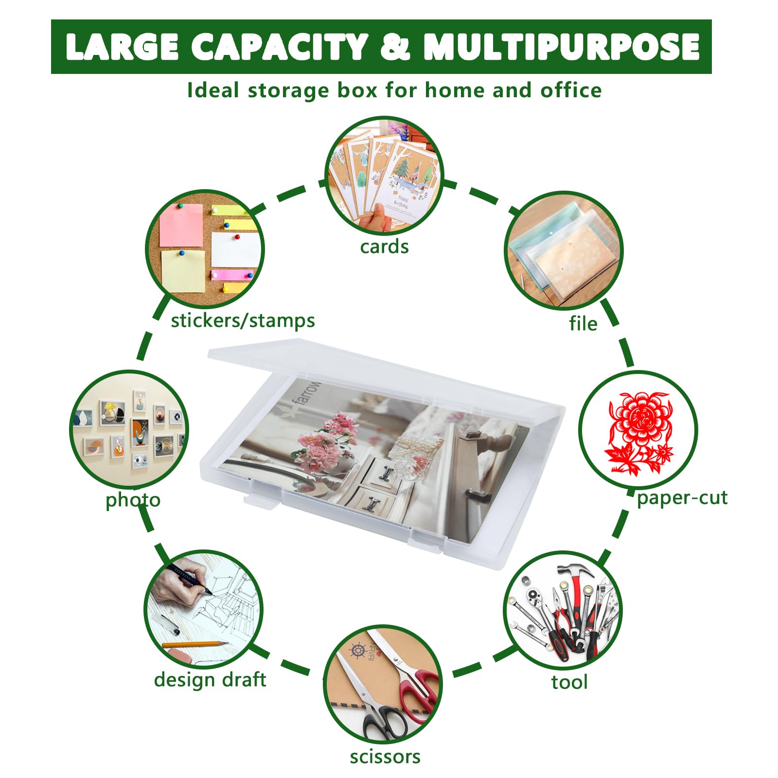 EIVENNKO 4 Pack Portable A4 File Box Transparent Plastic Storage Box Document Paper Protector Desk Paper Organizers Case Magazine Organizers