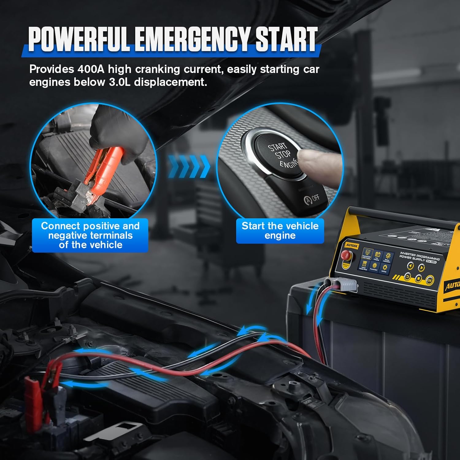 AUTOOL Flash Reprogramming Power Supply, Car Battery Charger with Battery Maintainer Jump Starter Mode, Adjustable Charging Current Voltage, for Lithium & Lead-Acid Battery, with Touchscreens