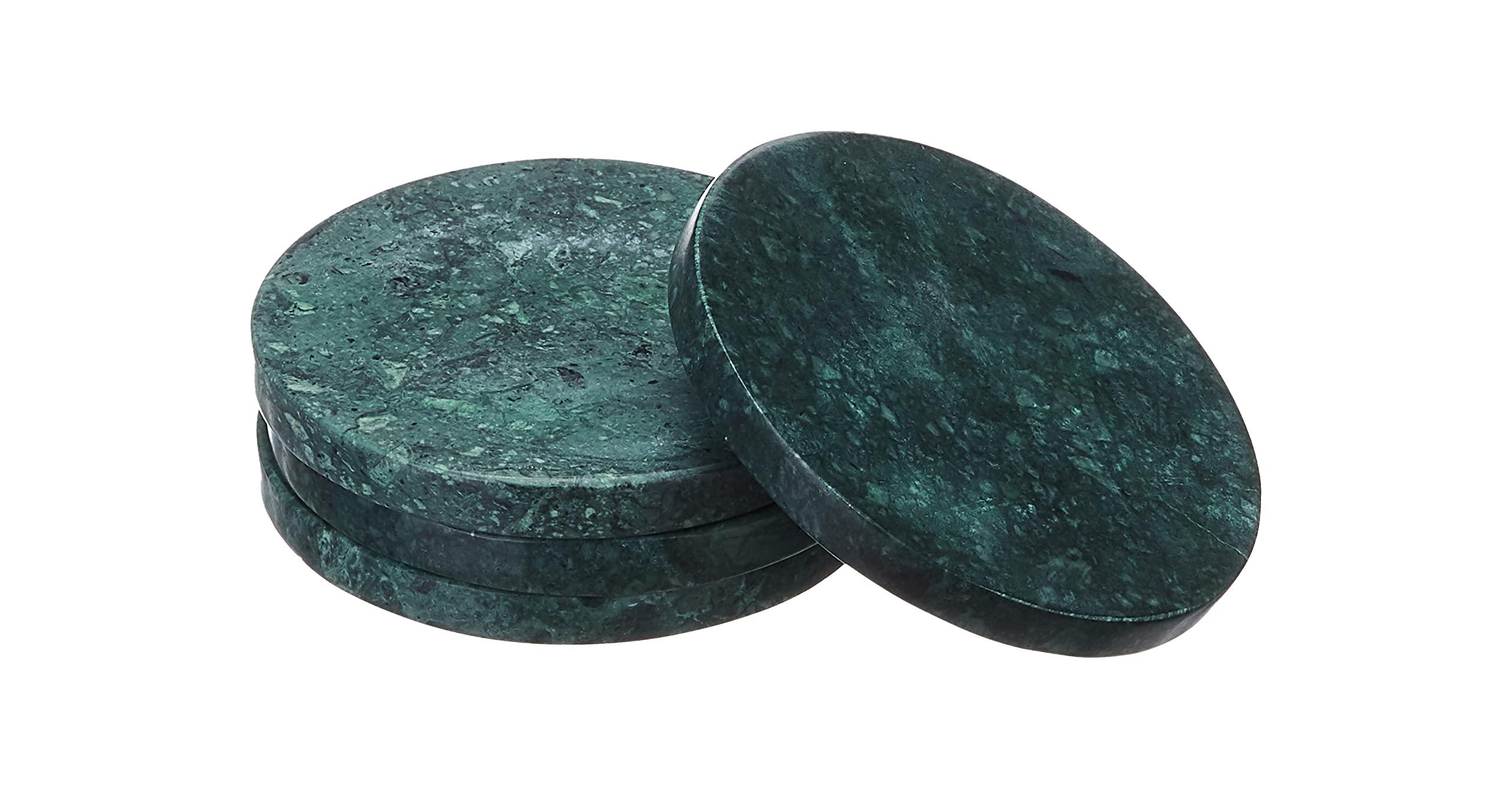 EHC Marble Coaster Set of 4, Coasters for Mugs Drink Coasters for Coffee Table, Solid Marble Green