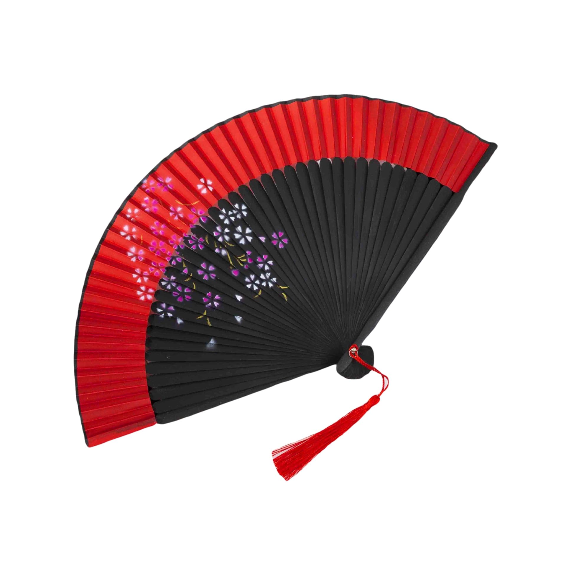 Fan Silk Bamboo Simple Luxury Silk Fan Short Fan Large Yukata Kimono or Kabuki Fireworks Festival for Mother's Day, Father's Day, Summer Festivals, Unisex (Cherry Blossom Dance) : Home & Kitchen
