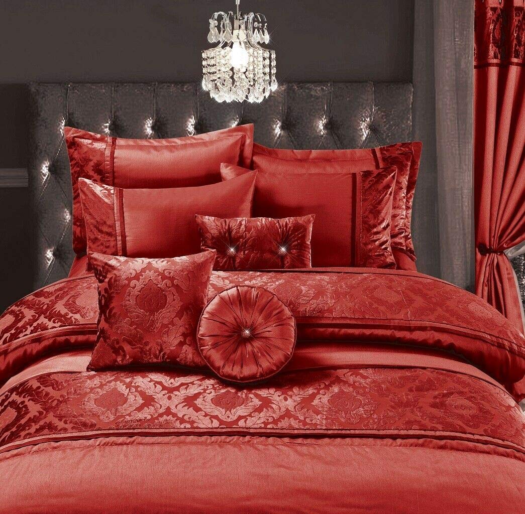 EHD Casablanca Embroidered Style Luxurious Matching Cushion Cover (Red, Cushion Cover)