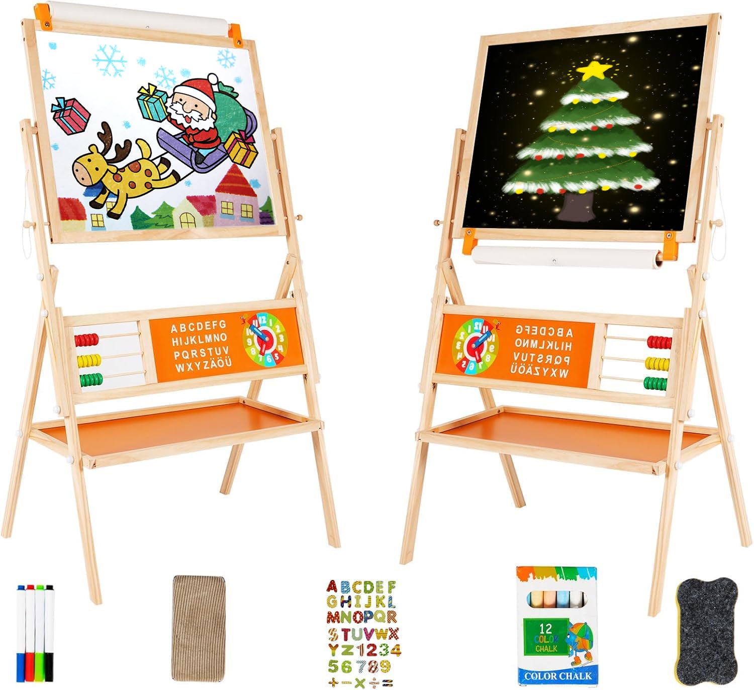 Amazon.com: OMOTIYA 3-in-1 Wooden Easel for Kids, Toddle Double