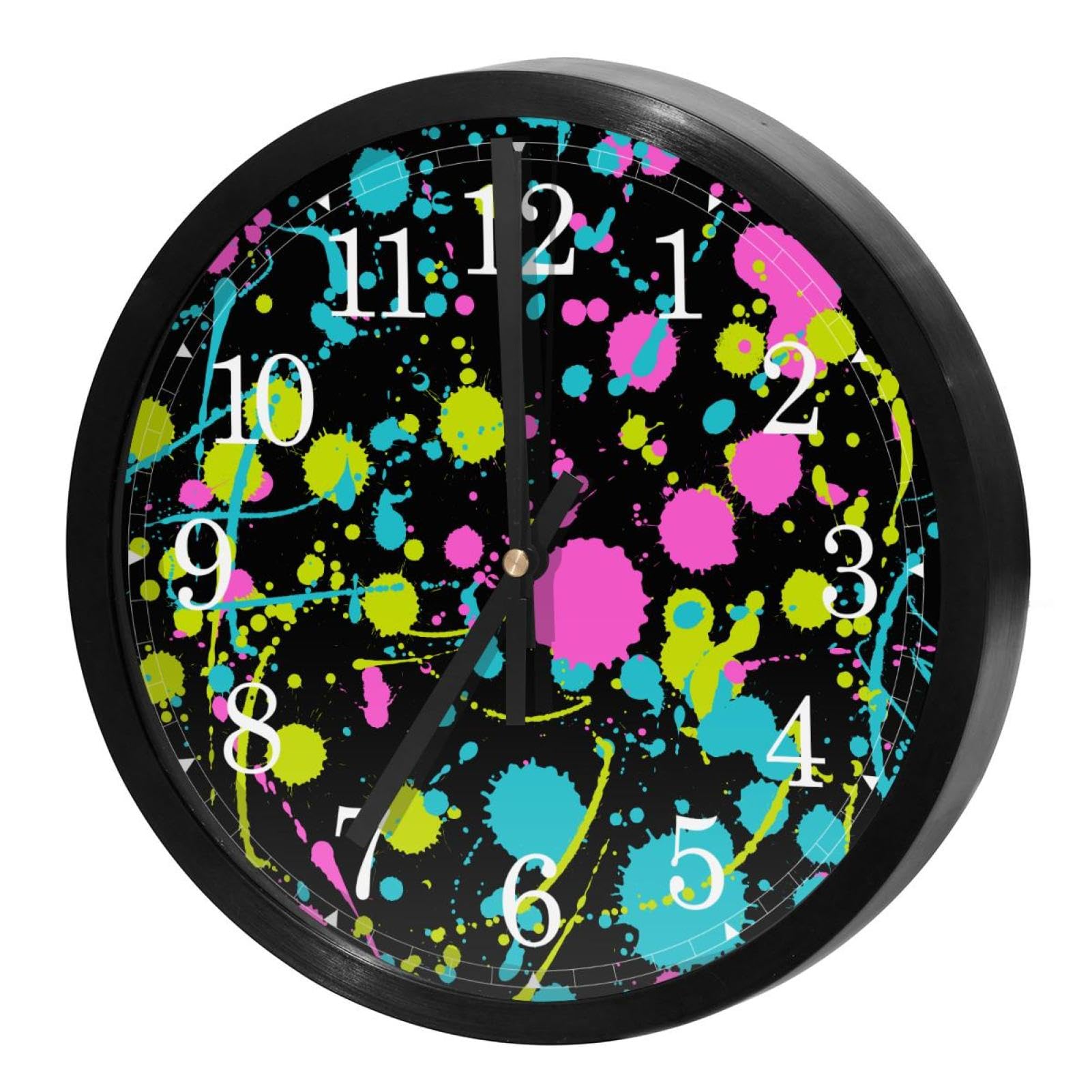 Horloge murale sans tic-tac à quartz ronde avec grand cadran coloré pour maison