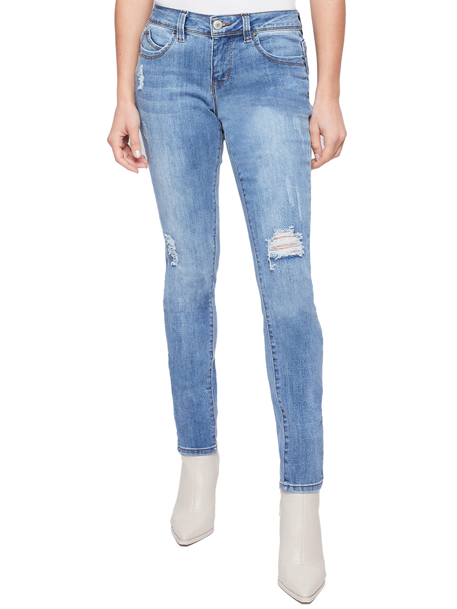 Royalty For Me Womens Women's Petite Wannabettabutt Mid Rise Skinny Jeans